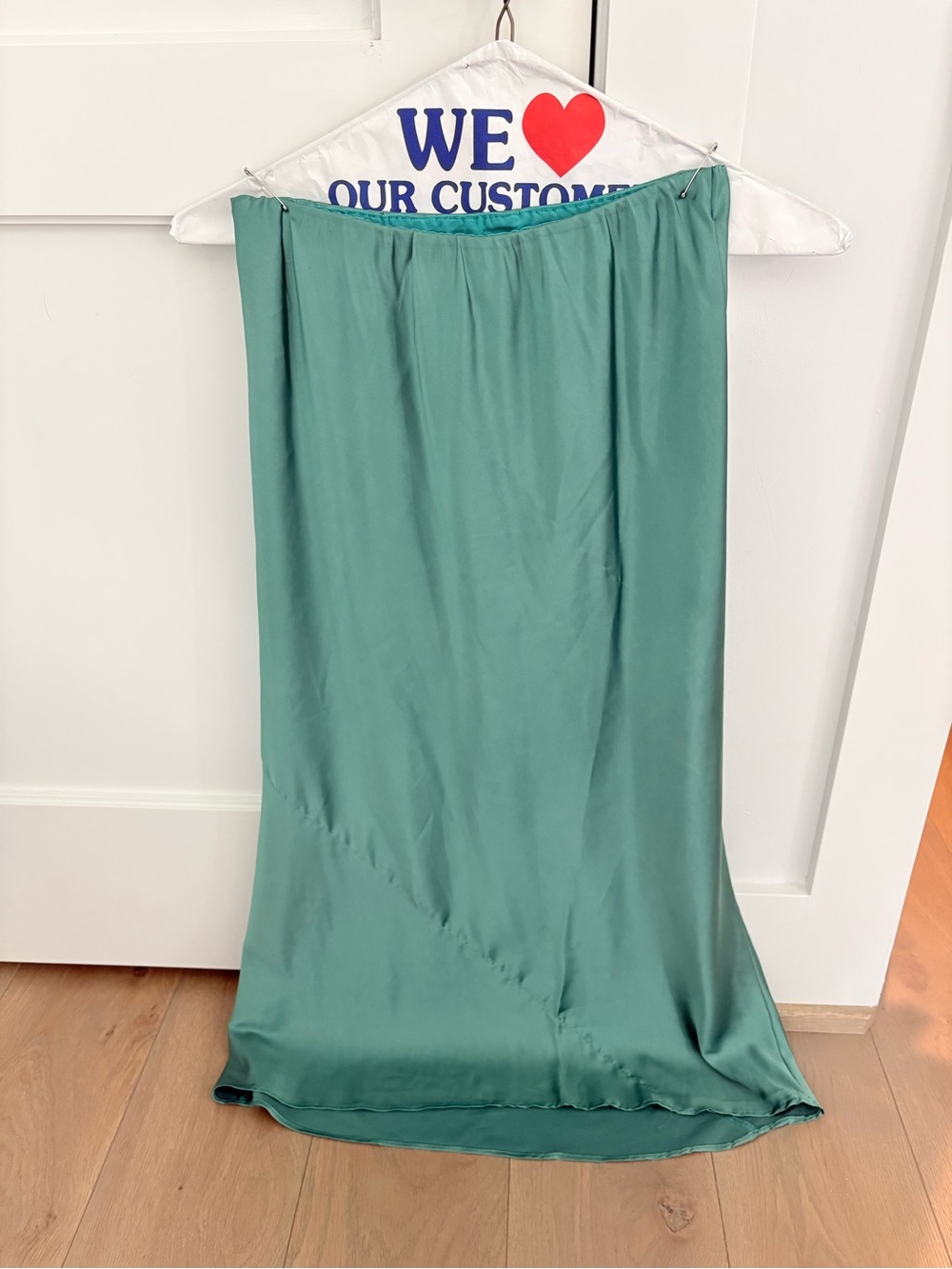 Heartloom Teal Satin Maxi Skirt